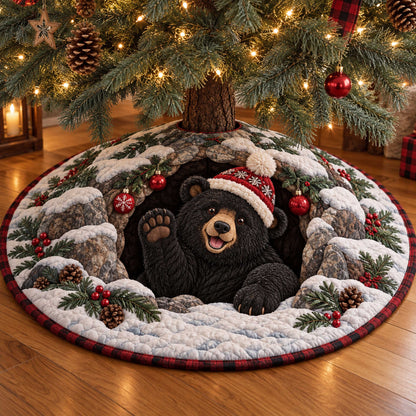 Forest Bear Christmas Quilted Tree Skirt SN0TD622