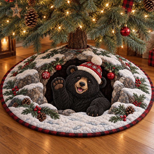 Forest Bear Christmas Quilted Tree Skirt SN0TD622