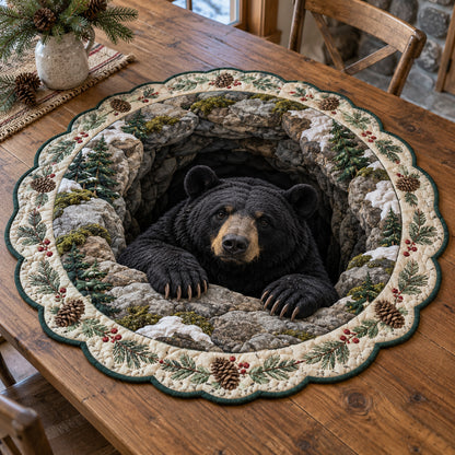 Forest Bear Custom Shape Quilted Table Topper SN0TV699