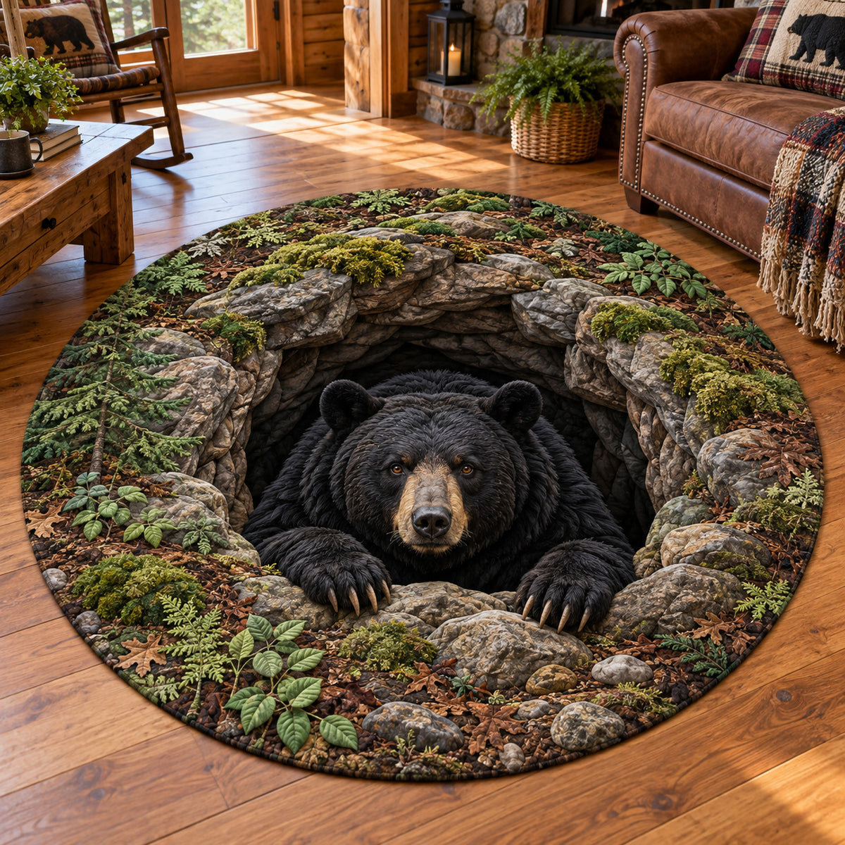 Forest Bear Quilted Round Mat SN0TV715