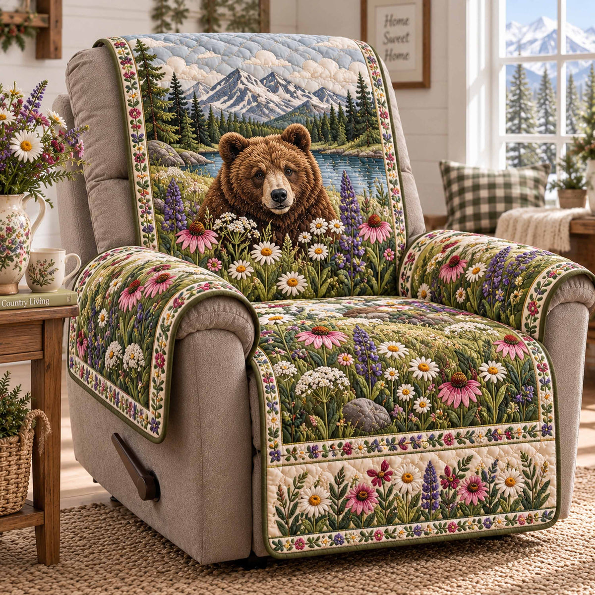 Forest Bear Quilted Sofa Cover SN0TD1221