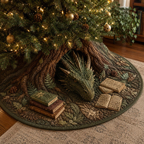 Forest Book Dragon Christmas Quilted Tree Skirt SN0DV185