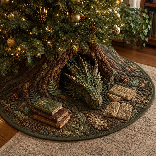 Forest Book Dragon Christmas Quilted Tree Skirt SN0DV185