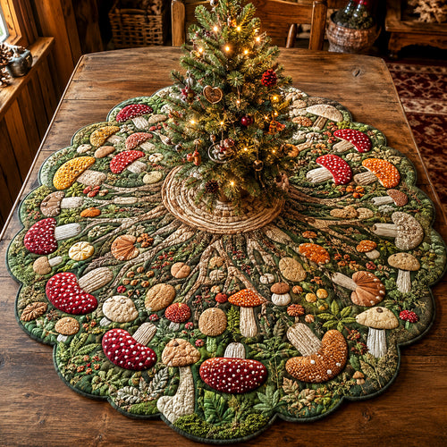 Forest Christmas Custom Shape Quilted Table Topper SN0TV105