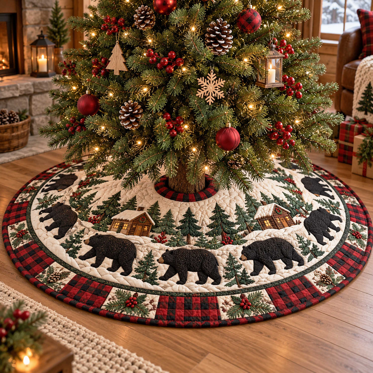 Forest Friends Christmas Quilted Tree Skirt SN0TD625
