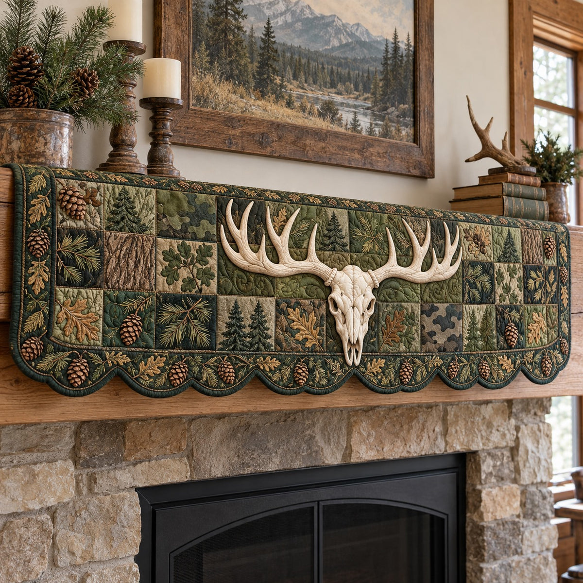 Forest Patchwork Skull Quilted Mantel Scarf SN0TV1040