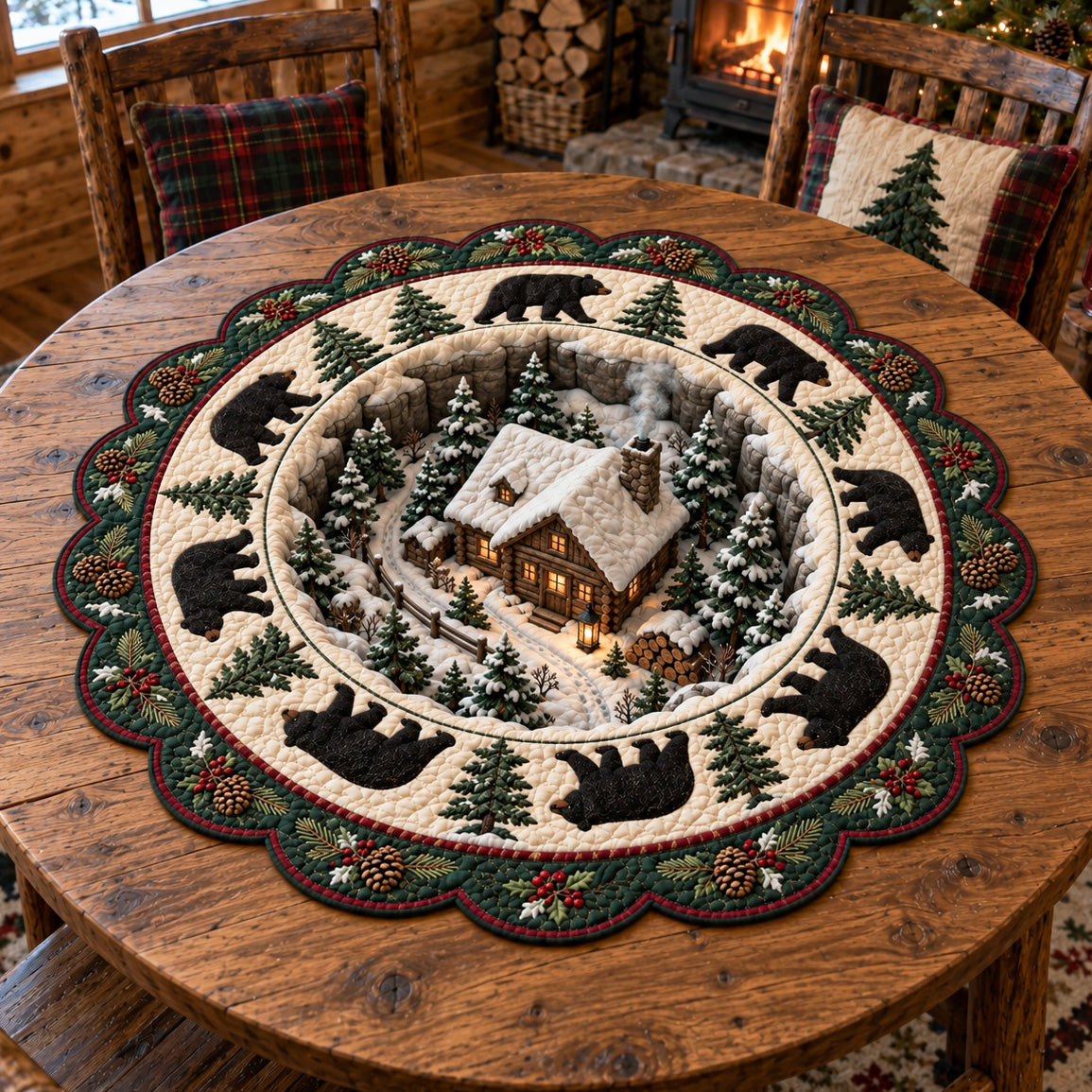 Forest Retreat Custom Shape Quilted Table Topper SN0TV704