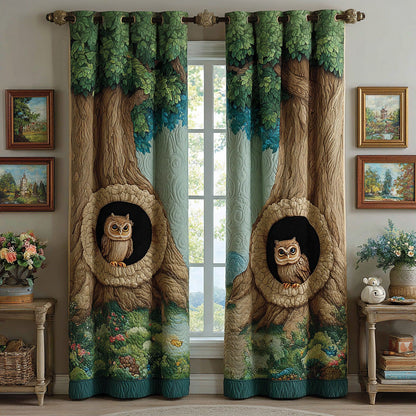 Forest Watch Owl Quilted Curtains NCU0DH953