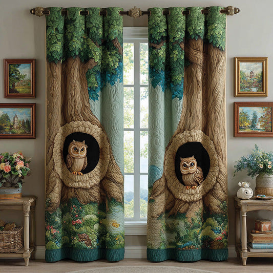 Forest Watch Owl Quilted Curtains NCU0DH953