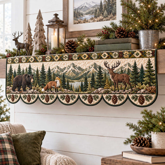 Forest Wildlife Quilted Mantel Scarf SN0TD531