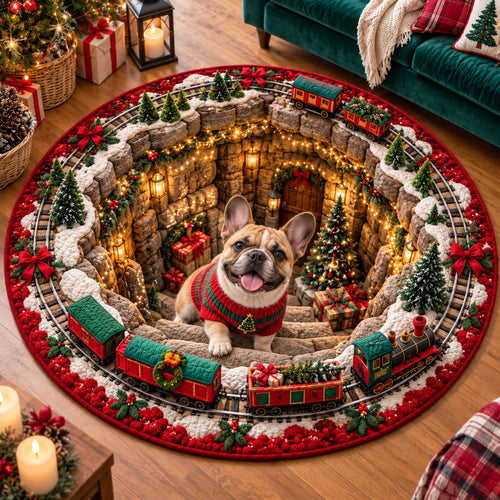 French Bulldog Christmas Wishes Quilted Round Mat SN0TD885