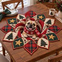 French Bulldog Holiday Custom Shape Quilted Table Topper SN0TD865