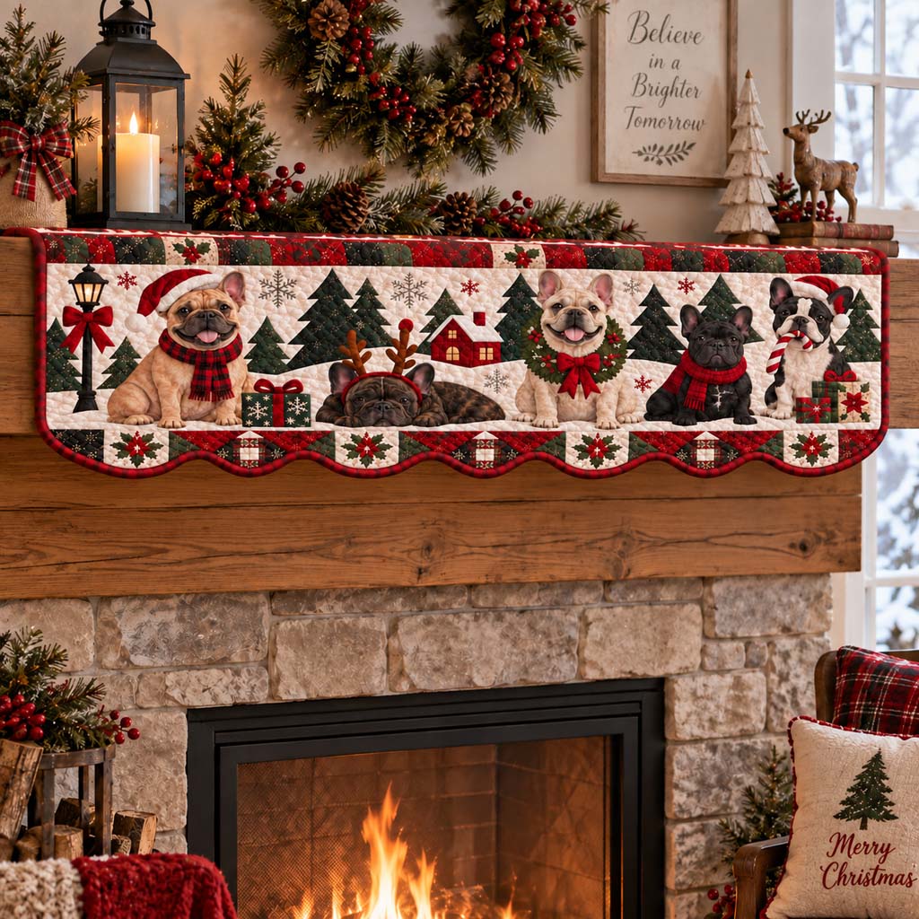 Frenchie Village Gathering Quilted Mantel Scarf SN0HH0550