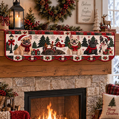 Frenchie Village Gathering Quilted Mantel Scarf SN0HH0550