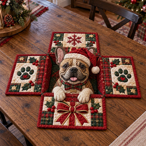 Frenchies Gift Box Custom Shape Quilted Table Topper SN0TV552