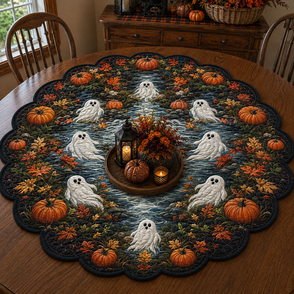 Friendly Ghost Parade Custom Shape Quilted Table Topper SN0PT538