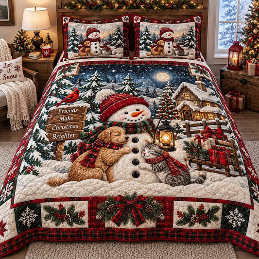 Friendly Snowman 3-Piece Quilted Bedding Set SN0HH0622