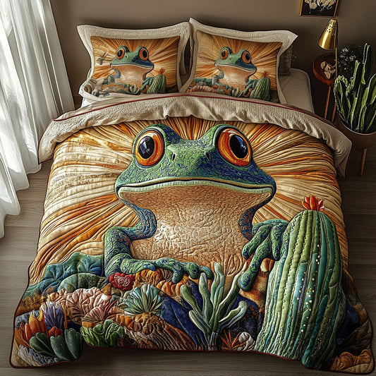 Frogs Cacti 3-Piece Quilted Bedding Set NCU0DV5556