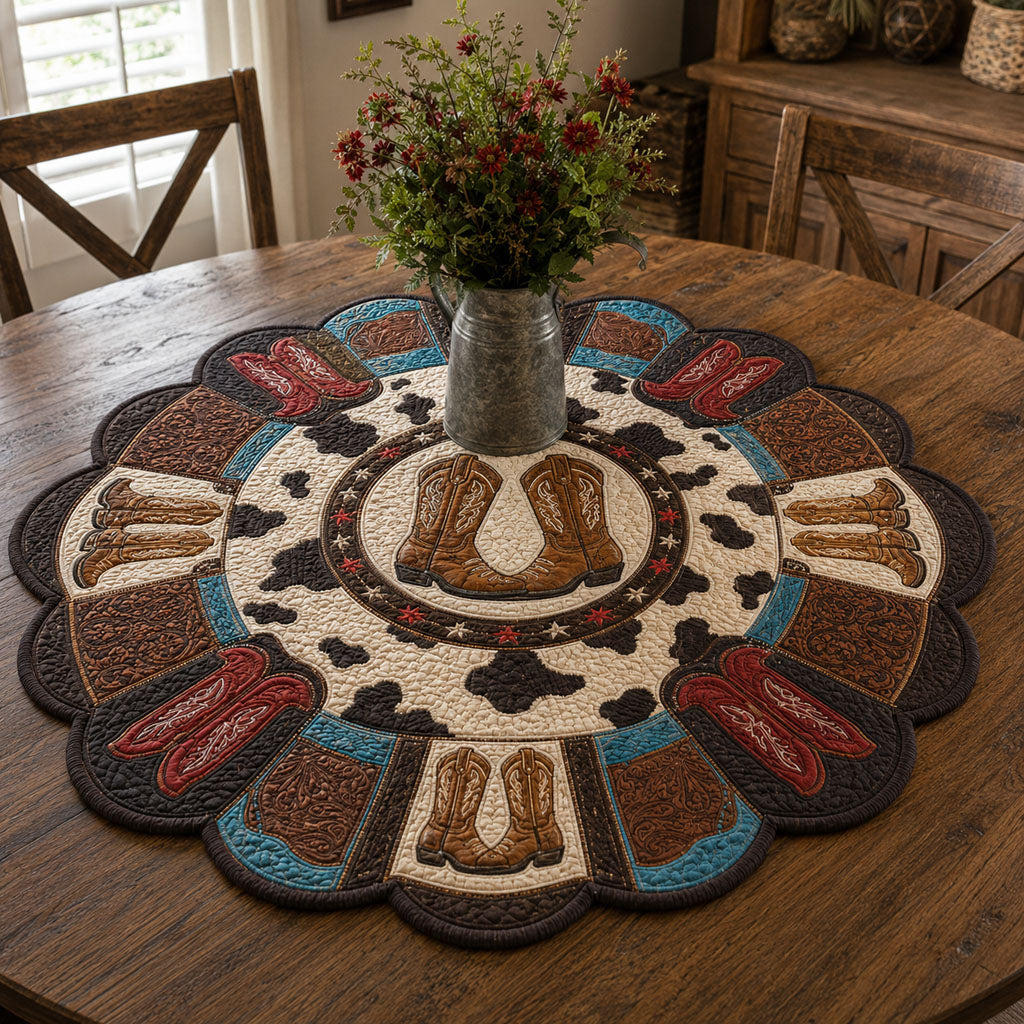 Frontier Saddle Days Custom Shape Quilted Table Topper SN0PT847