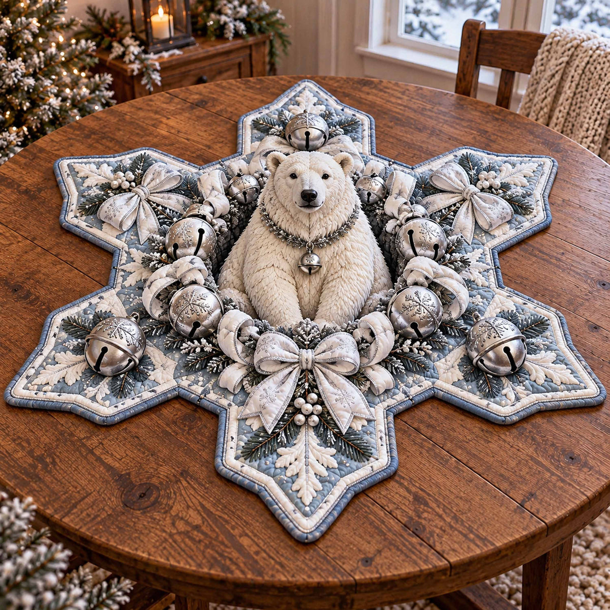Frost Hollow Custom Shape Quilted Table Topper SN0TD1036
