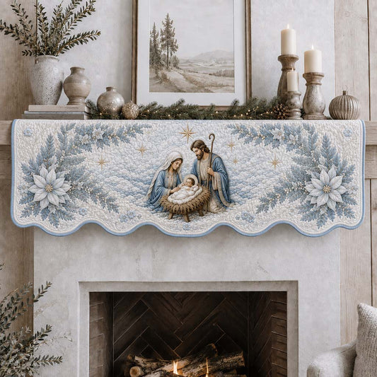 Frost Nativity Blossom Quilted Mantel Scarf SN0HH0239
