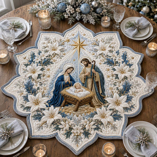 Frost Nativity Radiance Custom Shape Quilted Table Topper SN0HH0303