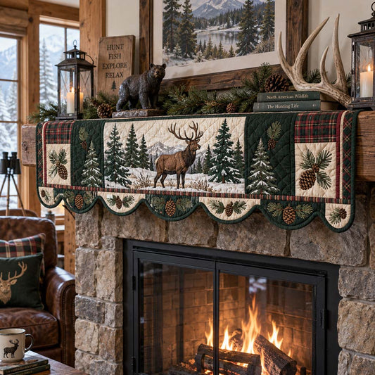 Frost Pine Stag Quilted Mantel Scarf SN0HH0333