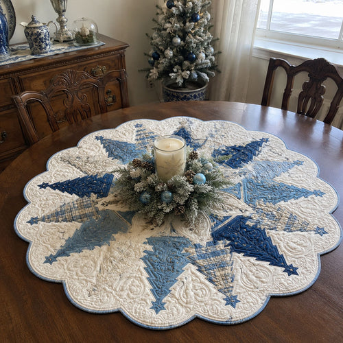 Frosted Christmas Elegance Custom Shape Quilted Table Topper SN0PT697