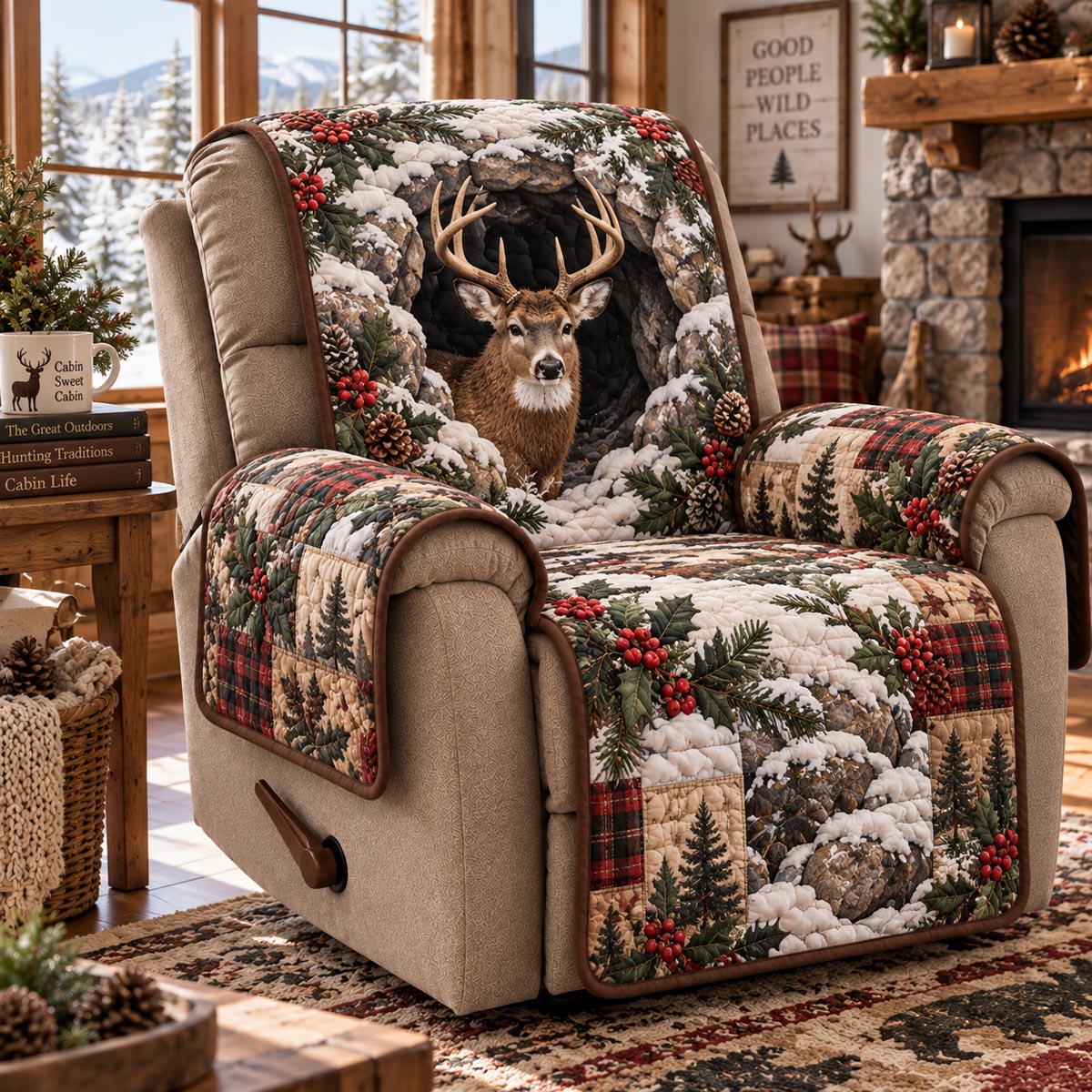 Frosted Deer Forest Quilted Sofa Cover SN0DV1012