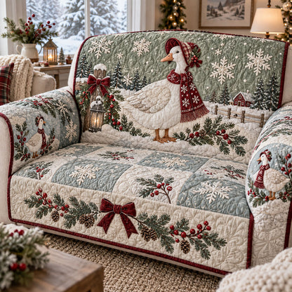 Frosted Farmhouse Christmas Quilted Sofa Cover SN0PT1386