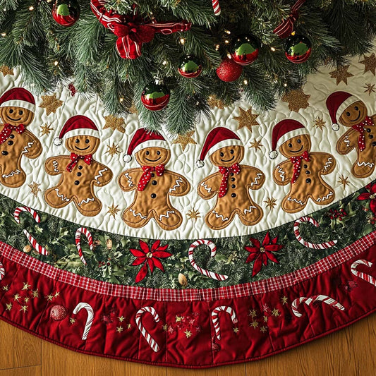 Frosted Ginger Wonderland Christmas Quilted Tree Skirt NCU0DK1488