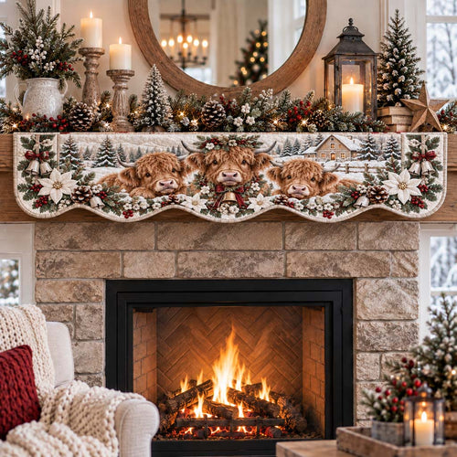 Frosted Highland Family Quilted Mantel Scarf SN0HH0460