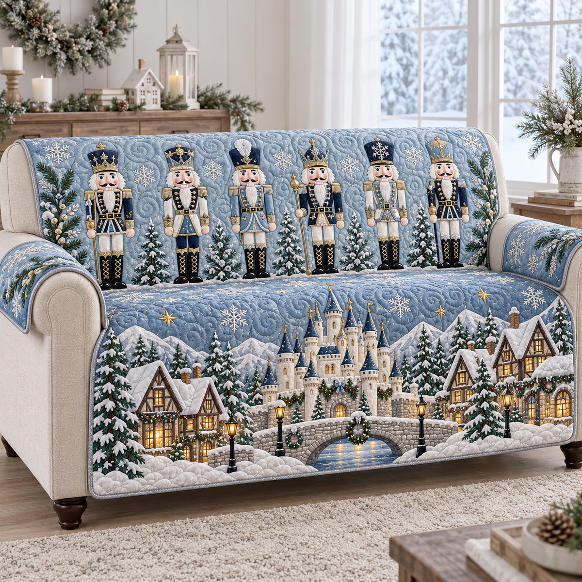 Frosted Kingdom Quilted Sofa Cover SN0TV891