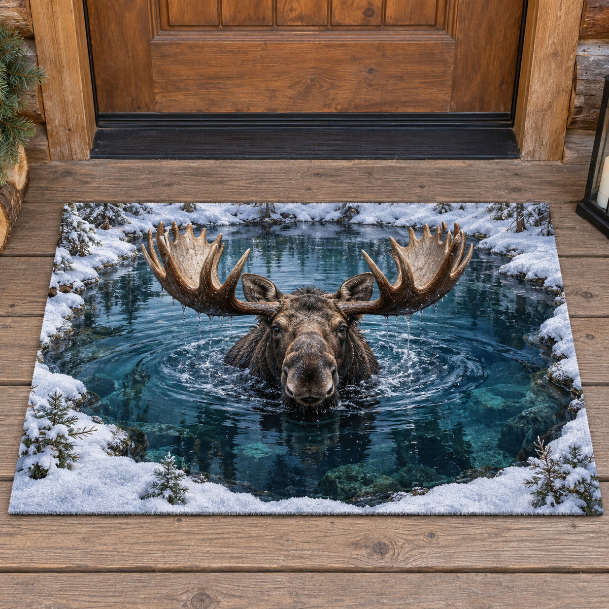 Frosted Lake Moose Doormat SN0TV683
