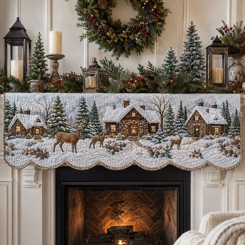 Frosted Pine Village Quilted Mantle Scarf SN0PT646