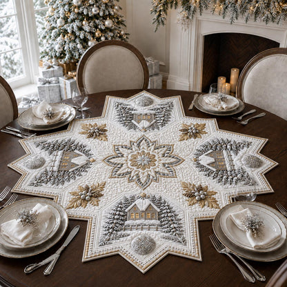 Frosted Village Star Custom Shape Quilted Table Topper SN0DV321