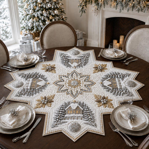 Frosted Village Star Custom Shape Quilted Table Topper SN0DV321