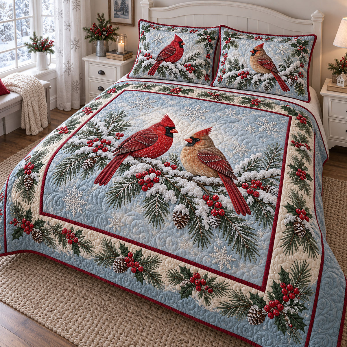 Frosted Wings 3-Piece Quilted Bedding Set SN0TV780