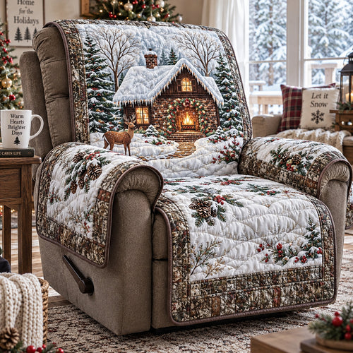 Frosted Winter Cabin Quilted Sofa Cover SN0DV946