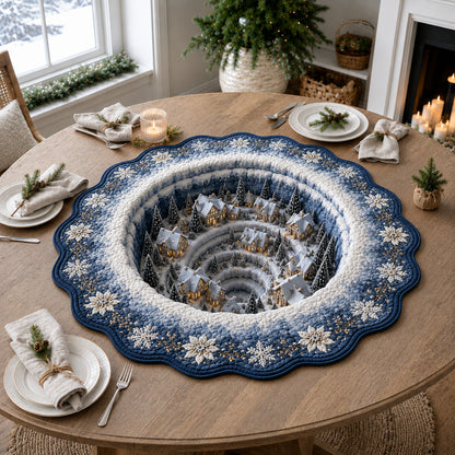 Frosty Abyss Village Custom Shape Quilted Table Topper SN0HH0110