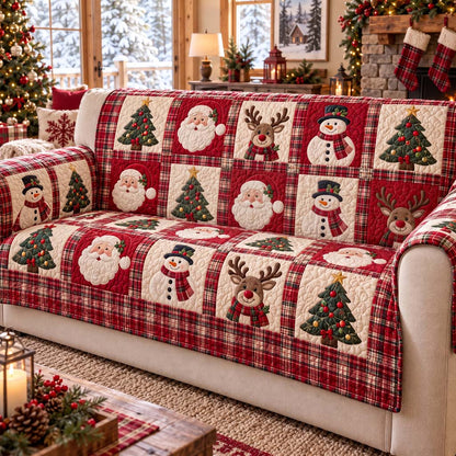 Frosty Christmas Quilted Sofa Cover SN0HH0566
