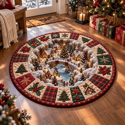 Frosty Christmas Town Quilted Round Mat SN0DV825