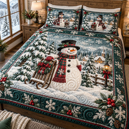 Frosty Evergreen 3-Piece Quilted Bedding Set SN0TV784