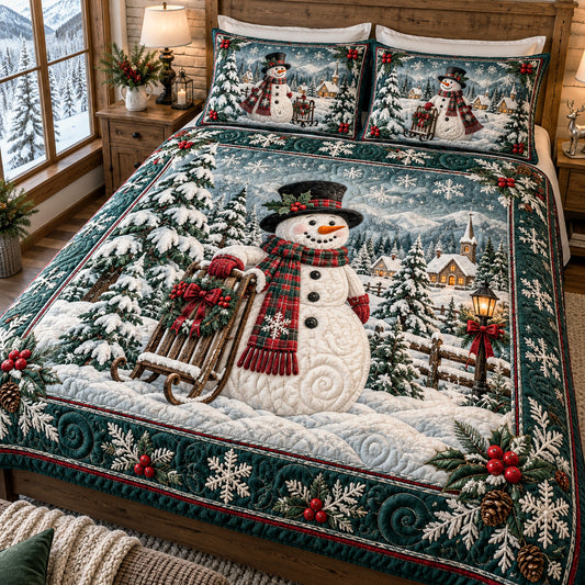 Frosty Evergreen 3-Piece Quilted Bedding Set SN0TV784