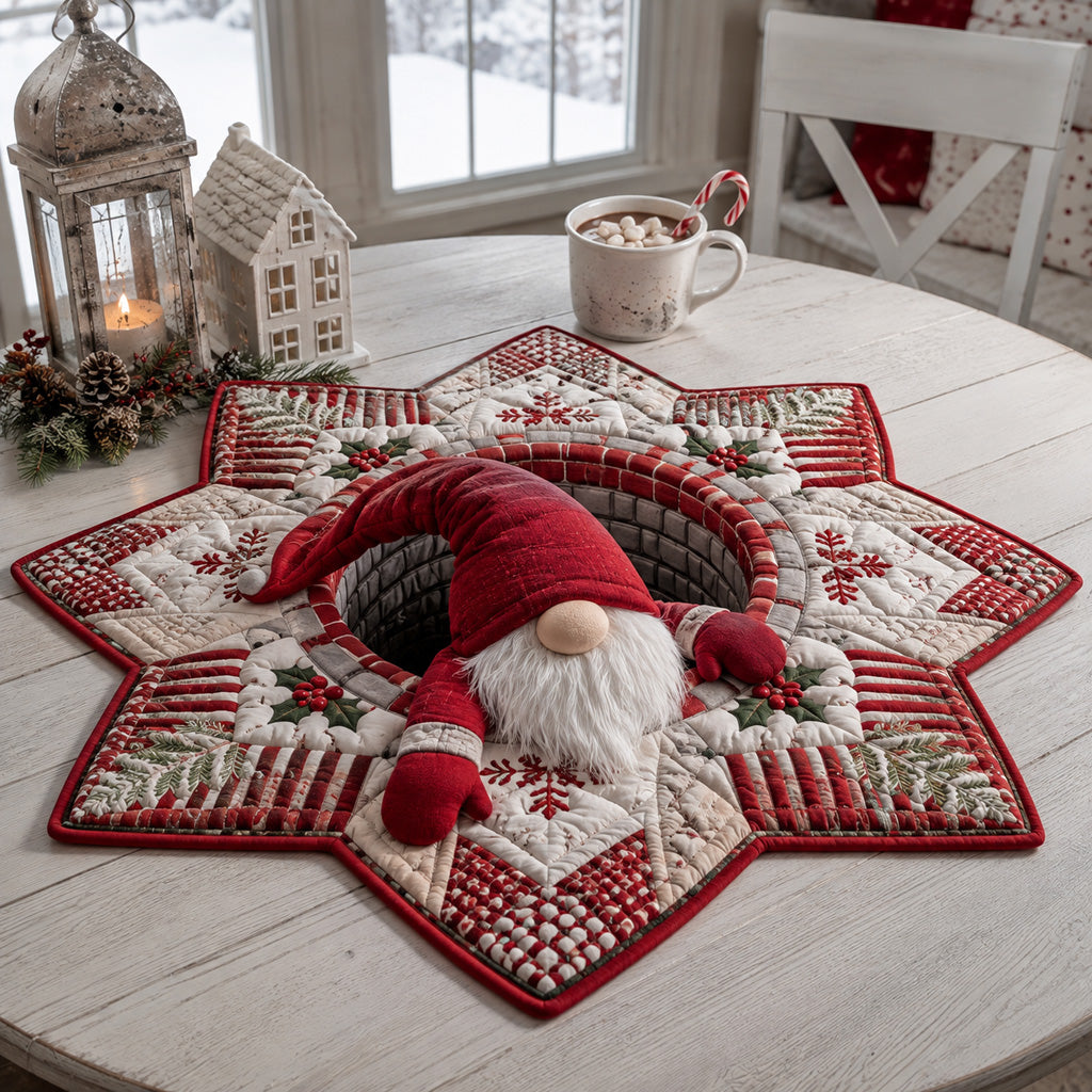 Frosty Gnome Haven Custom Shape Quilted Table Topper SN0HH0060