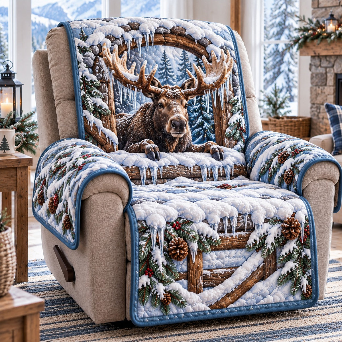 Frosty Moose Window Quilted Sofa Cover SN0TD1296