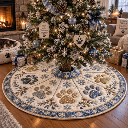 Frosty Paw Wreath Christmas Quilted Tree Skirt SN0DV669
