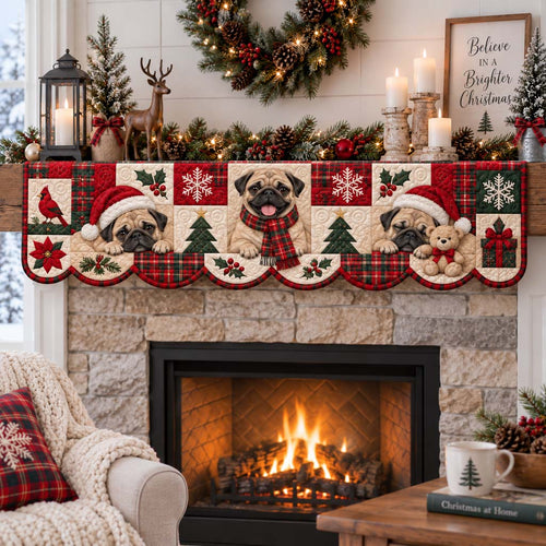 Frosty Pug Quilted Mantel Scarf SN0HH0673