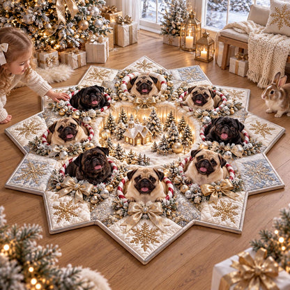 Frosty Pug Village Custom Shape Area Rug SN0DV787