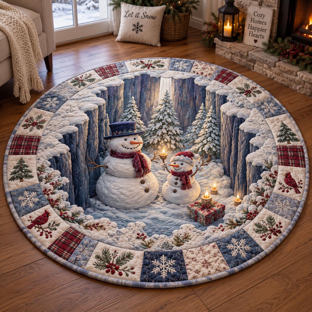 Frosty Snowman Abyss Quilted Round Mat SN0DV732